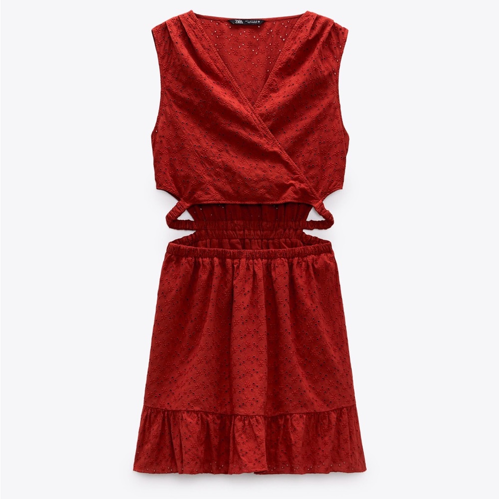 Zara OPENWORK EMBROIDERED DRESS Small EUC